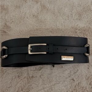 Wide Bold Italian leather belt by Blugirl Folies, made in Italy.
